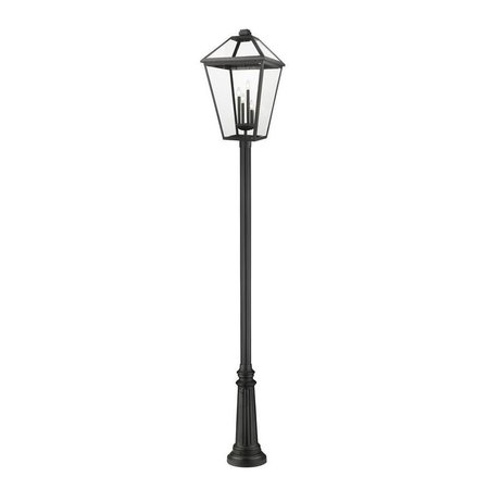 Z-LITE Talbot 4 Light Outdoor Post Mounted Fixture, Black & Clear Beveled 579PHXLXR-511P-BK